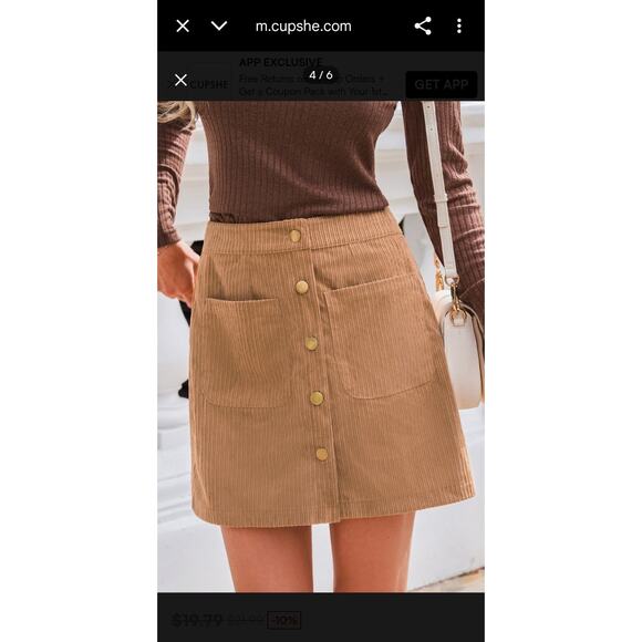CUPSHE Brown Front Button Pocket Mini Skirt NWT Sz - L - Picture 4 of 7